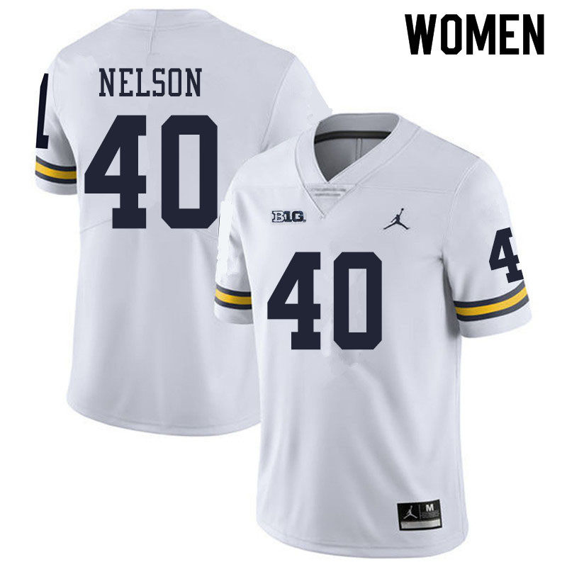 Women #40 Ryan Nelson Michigan Wolverines College Football Jerseys Sale-White